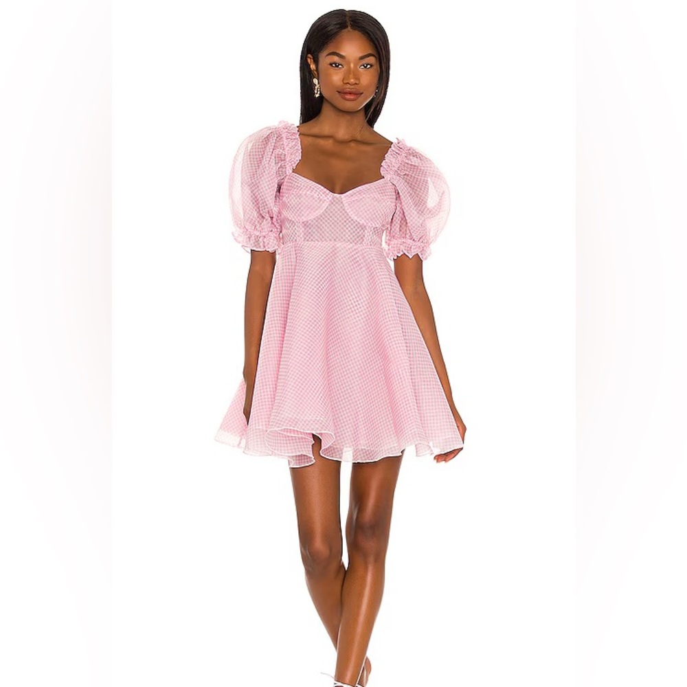 Selkie the ice cream gingham parliament XS pink and white puff